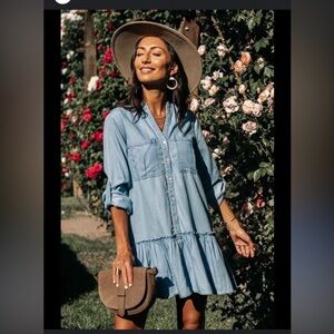 Mazik Light wash denim babydoll dress